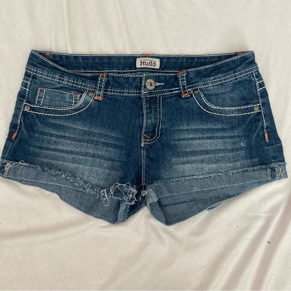 Vintage Y2K Mudd Denim Micro Low Rise Shorts Size 13 Juniors - Picture 1 of 4